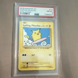 Pokemon Surfing Pikachu 111/108 Secret Rare Evolutions 2016 PSA 8 Regular - Image 1