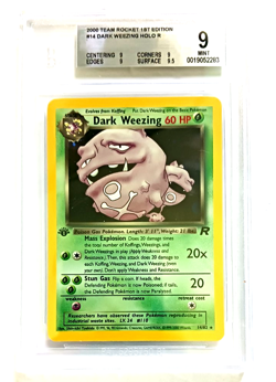 2000 Pokemon Team Rocket 1st Ed Dark Weezing Holo BGS 9 and 1st Ed TR Slowbro - Image 1
