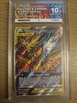 Pokemon TCG Moltres Zapdos & Articuno GX Hidden Fates SM210 Promo Card Ace 10 - Image 1