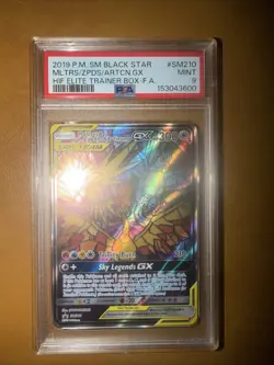 Pokemon TCG Moltres Zapdos Articuno GX SM210 Hidden Fate Promo PSA 9 - Image 1