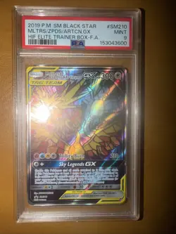 Pokemon TCG Moltres Zapdos Articuno GX SM210 Hidden Fate Promo PSA 9 - Image 3