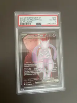 2025 Team Rocket's Mewtwo ex 213/182 Ultra Rare PSA NM MT 8 - Image 2