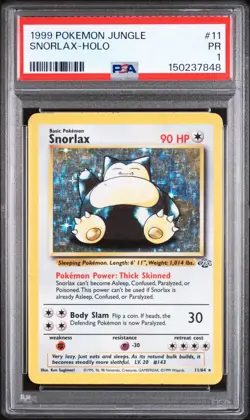 PSA 1 PR 1999 Pokemon Jungle Snorlax 11/64 Holo Foil Rare WOTC Vintage Original - Image 1