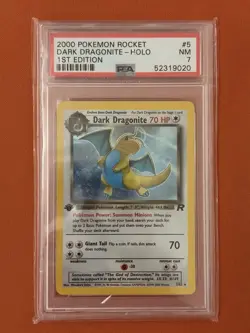 Pokemon Dark Dragonite TCG Team Rocket Holo Card 1st Edition 5/82 Vintage PSA 7 - Image 1