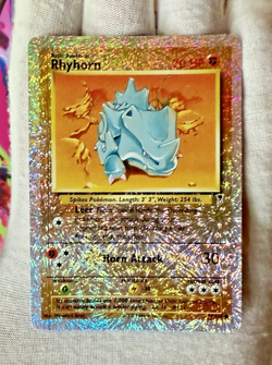 2002 Vintage Pokemon Rhyhorn 90/110 Legendary Collection Firework Rev Holo Card - Image 2