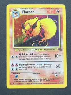 Flareon Jungle WOTC 3/64 Holo Rare Unlimited English 1999 Pokemon Card MP - Image 1