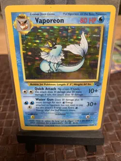 Vaporeon 12/64 Jungle Holo Rare Pokemon Card - Unlimited - LP/MP - Image 1