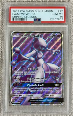 Pokemon TCG Mewtwo GX Full Art Holo #72/73 Shining Legends PSA 10 - Image 1