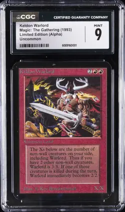 1993 MAGIC: THE GATHERING LIMITED EDITION (ALPHA) UNCOMMON KELDON WARLORD CGC 9 - Image 1