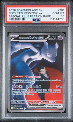 PSA 10 Team Rocket’s Mewtwo ex 281/217 SIR Ascended Heroes Pokemon TCG - Image 1