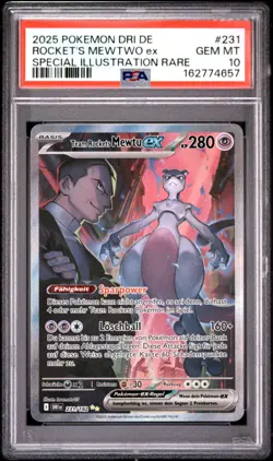 2025 POKEMON GERMAN DRI DE-DESTINED RIVALS #231 TEAM ROCKET'S MEWTWO EX PSA 10 - Image 1