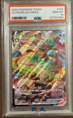Pokemon Card PSA 10 Snorlax VMAX 142/202 Sword & Shield Full Art FA Holo 2020 - Image 1