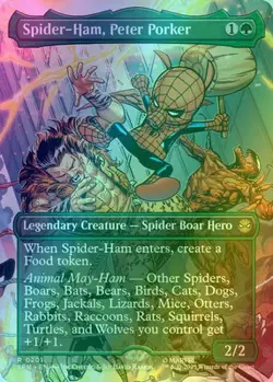 MTG - Spider-Ham, Peter Porker - Borderless - SPM 201 - FOIL - NM - Image 1