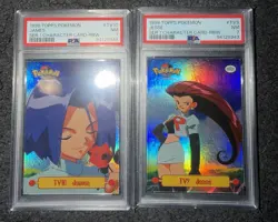 1999 Topps Pokemon TV Rainbow Foil Jessie & James PSA 7 Team Rocket Slab Lot - Image 1