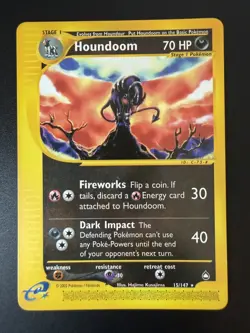 Houndoom 15/147 Non Holo Rare Pokemon Card Aquapolis Set - Image 1