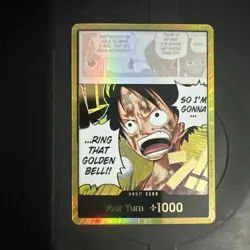 One Piece TCG LUFFY RING THAT GOLDEN BELL Gold Foil DON!! Card OP15 Bandai EN - Image 1