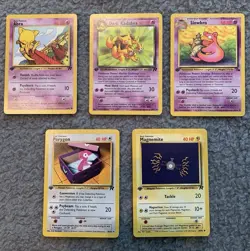 Pokemon TCG 1st Edition 5 Card Lot Team Rocket Abra Dark Kadabra Slowbro Porygon - Image 1