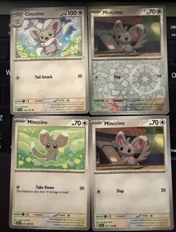 Pokemon TCG Minccino Cinccino Card Lot (4) Reverse Holo Regular NM Cards - Image 1