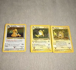 Pokemon TCG Dragonite & Raichu 3-Card Lot Fossil/Base Set Holo 1999 EN - Image 1