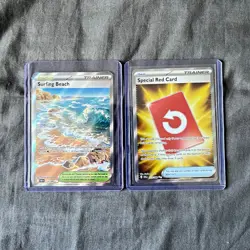 Pokemon TCG Trainer Holo English 2-Card Lot Surfing Beach + Special Red Card NM - Image 1