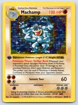 Machamp (Base Set Shadowless) 8/102 Deck Exclusives 1st Edition Holo Pokemon HP - Image 1