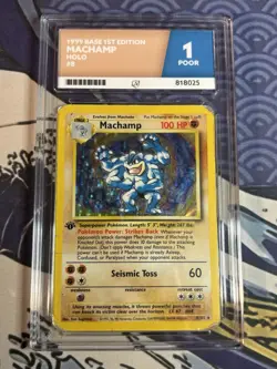 Pokemon TCG Machamp 8/102 1st Edition Base Set Holo Vintage 1999 WOTC Ace 1 - Image 1