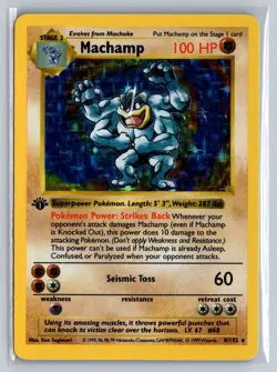 Machamp (Base Set Shadowless) 8/102 Deck Exclusives Pokemon 1st Edition Holo LP - Image 1