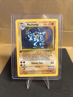 Pokemon TCG Machamp Holo Rare 1st Edition Base Set 8/102 WOTC - Image 1