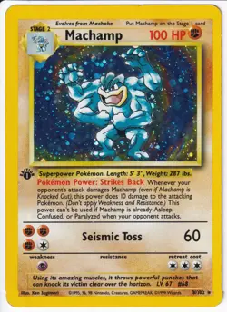 Machamp 8/102 Base Set Pokemon TCG Rare 1st Edition Holo MP - Image 1