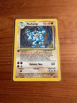 Pokemon Machamp 8/102 1st Edition Base Set Holo Rare HP - Image 1