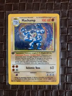 Pokemon TCG Machamp Holo Rare 1st Edition Base Set 8/102 LP - Image 1