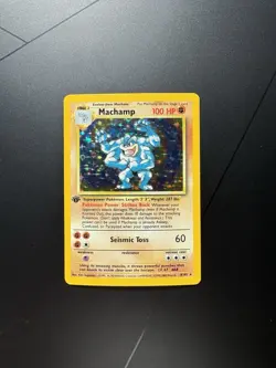 1999 Pokemon Base Set 1st Edition Machamp Holo 8/102 WOTC NM Raw PSA 8 Contender - Image 1