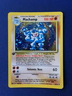 Pokemon TCG Machamp Holo 1st Edition Base Set 8/102 Rare Card - Image 1