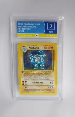 1999 Pokemon Machamp Holo 8/102 Base Set – 1st Edition – PG Grading 7 Near Mint - Image 1