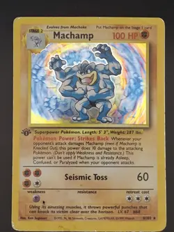 Pokemon TCG Machamp Base Set 8/102 Holo 1st Edition Holo Rare - Image 1