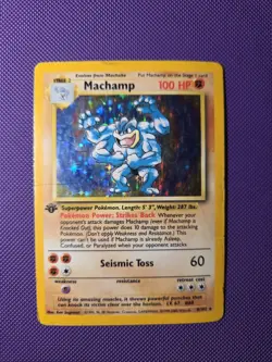 Pokemon TCG Machamp Holo 1st Edition Base Set #8/102 Heavy Play/ Damaged - Image 1