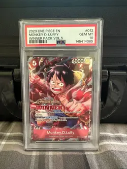 2023 ONE PIECE PROMOS WINNER PACK VOL.5 #012 MONKEY D. LUFFY PSA 10 - Image 1