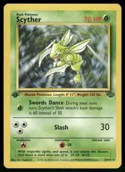 Scyther (26) 26/64 Rare 1st Edition NM Pokemon Jungle - Image 1