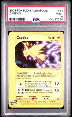 2003 Pokemon Aquapolis Zapdos #44/147 Non-Holo Rare PSA 9 MINT - Image 1