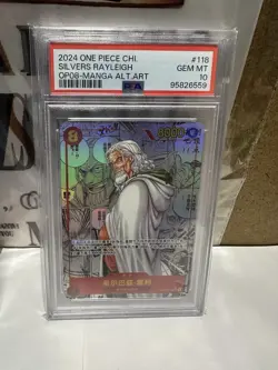 PSA 10 Rayleigh OP08-118 Manga Alt Art SEC Two Legends ONE PIECE Card Chinese - Image 1