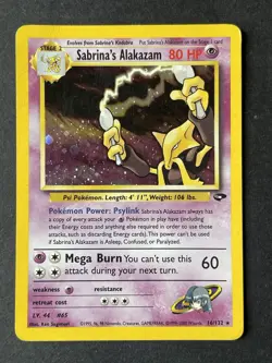 Vintage Pokemon Card Sabrina's Alakazam, Gym Challenge 16/132 , Holo Rare - Image 1