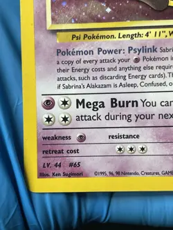 Vintage Pokemon Card Sabrina's Alakazam, Gym Challenge 16/132 , Holo Rare - Image 4
