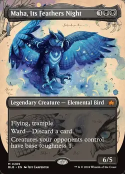 Maha, Its Feathers Night 289 Borderless Foil BLB NM MTG Magic the Gathering - Image 1