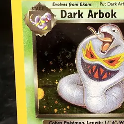 Dark Arbok Holo Rare 2/82 Team Rocket Pokemon TCG Card Vintage 1999 WOTC ✨ - Image 2
