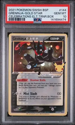 Pokemon Greninja Gold Star Holo Black Star Promo SWSH144 Celebrations PSA 10 - Image 1