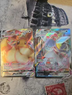 Pokemon TCG Eevee VMAX & Glaceon VMAX Promo Card Lot — 2 Card Bundle - Image 1