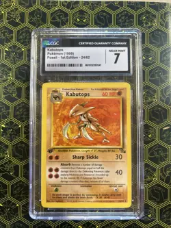 CGC 7 Kabutops 1999 Fossil 1st Edition 9/62 Pokemon Card CGC - Image 1
