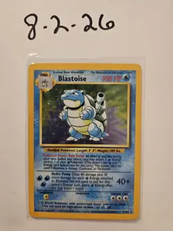 Pokemon TCG Blastoise 2/102 Base Set Unlimited Holo Rare WotC 1999 100 HP - Image 1