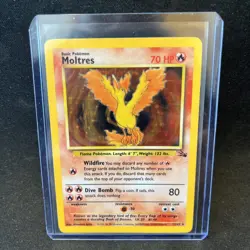 Moltres 12/62 Fossil Set Unlimited Holo Rare WOTC Vintage Pokemon Card 1999 - Image 1
