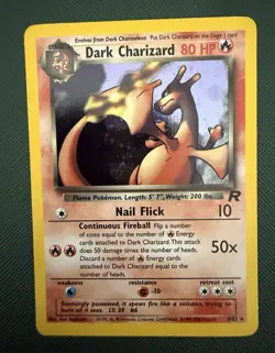 Wizards Pokemon TCG Dark Charizard Team Rocket 4/82 Holo Rare EN 80HP 2000 - Image 1